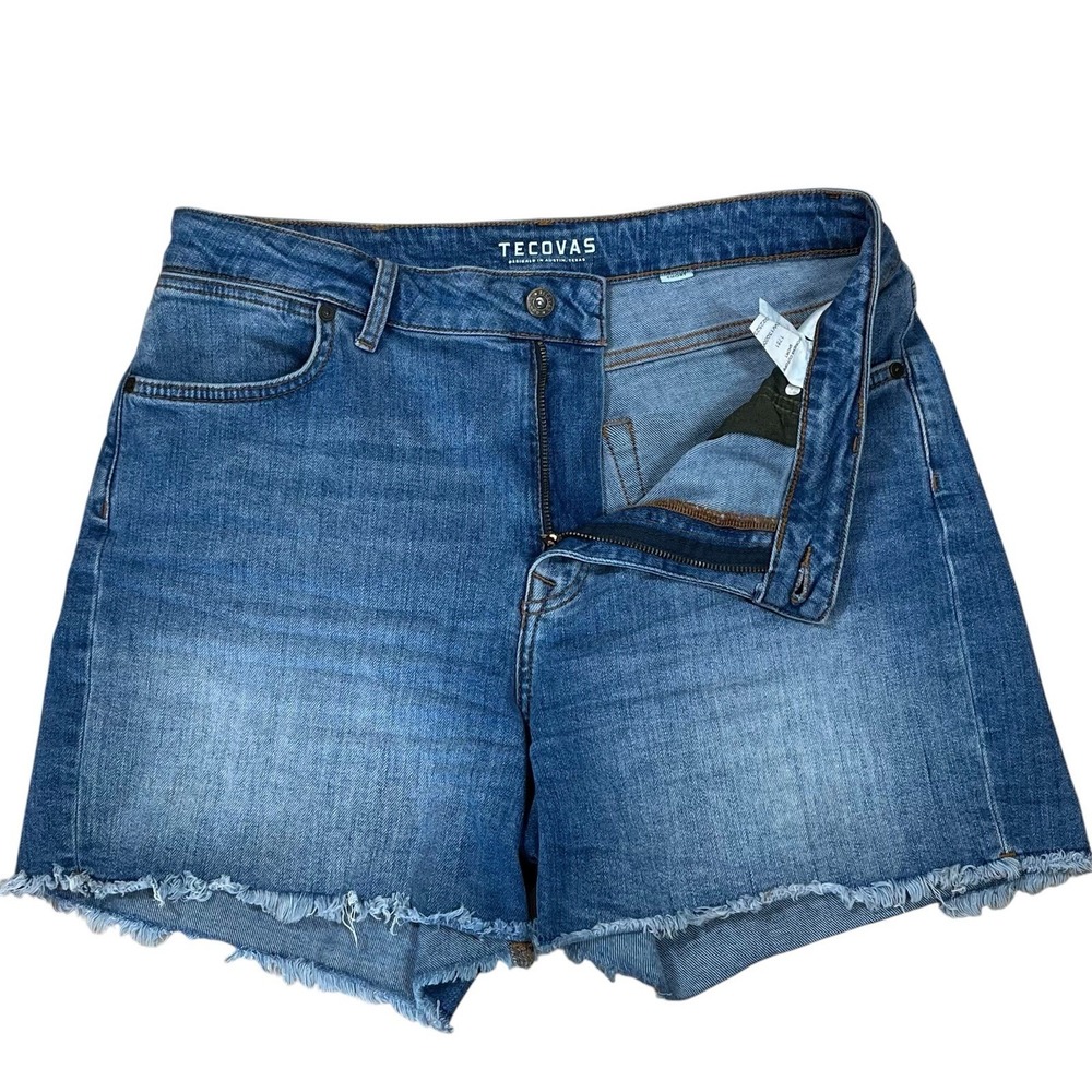 Tecovas Cutt-Off Jeans Shorts Womens 30 (Fits 32x5) Light Wash Stretch Denim - Picture 2 of 7